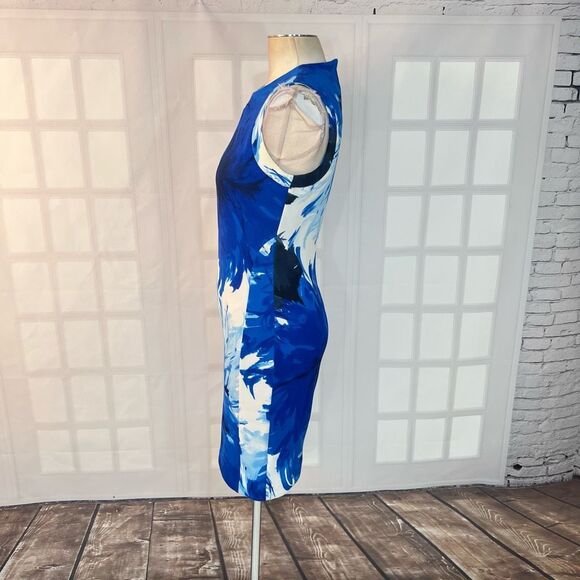 Carmen Carmen Marc valvo blue white print sheath dress size small - Picture 6 of 9